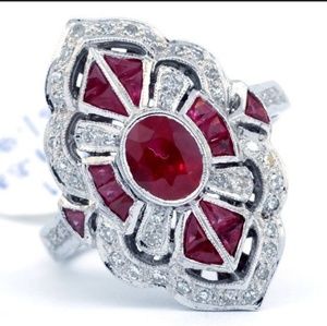 Silver Ring with Pink Gems